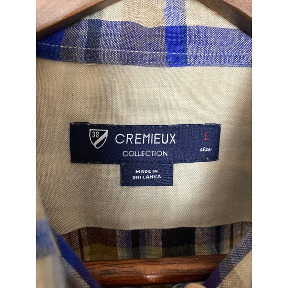 Cremieux Linen Button Down Mens Large Long Sleeve Purple Plaid $89.50 - Picture 2 of 6